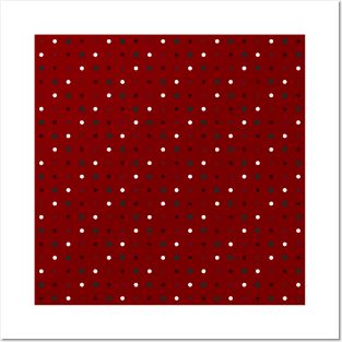 Red with gray and white dots Posters and Art